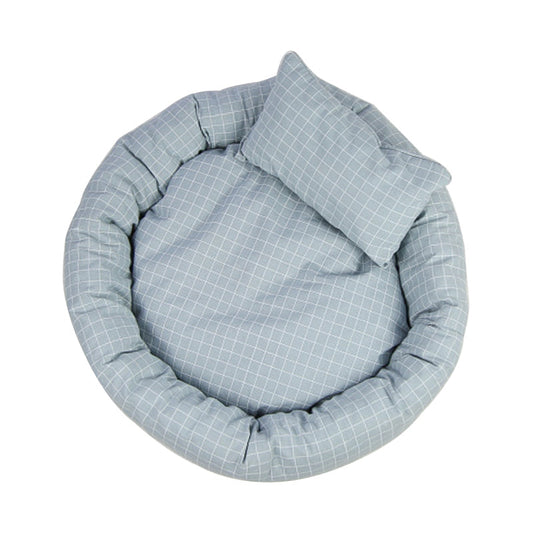 KFX-0577597 Soft Velvet Cotton Cat Litter Bed with Non-Slip Oxford Base, Egg Tart Shape, 35cm Diameter