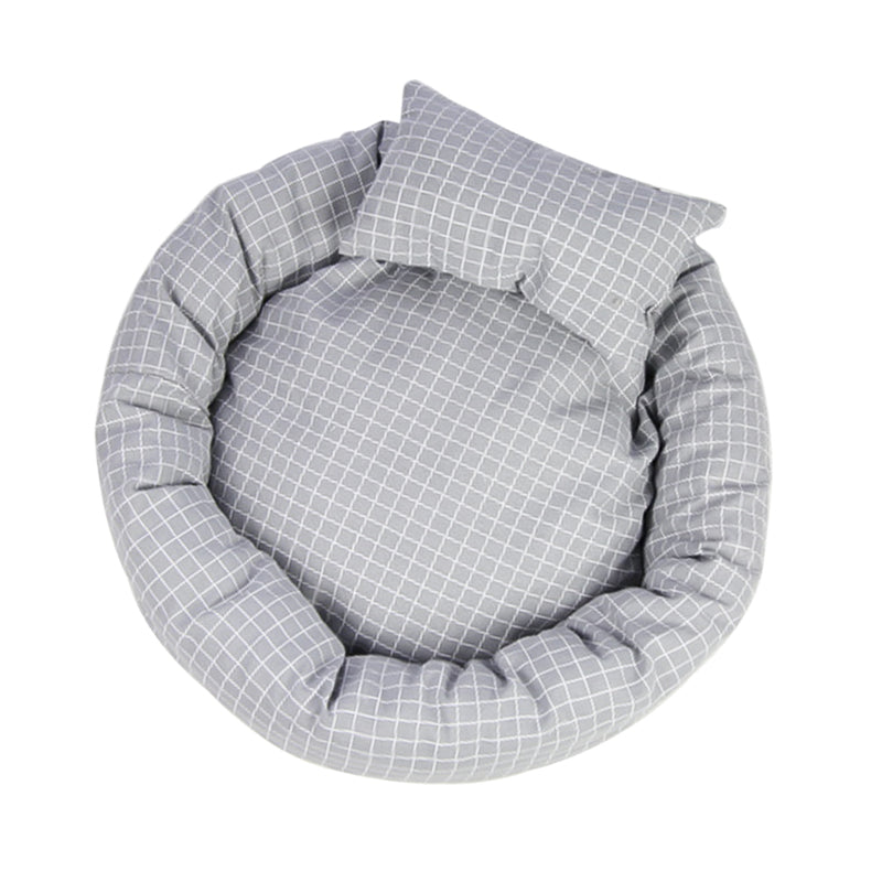 KFX-0577597 Soft Velvet Cotton Cat Litter Bed with Non-Slip Oxford Base, Egg Tart Shape, 35cm Diameter