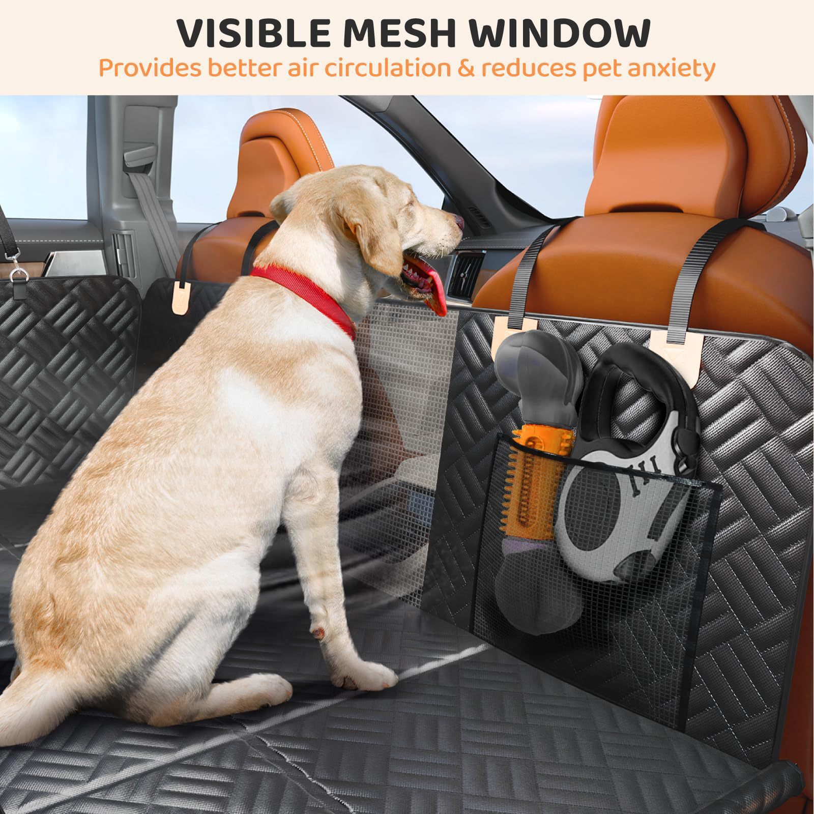 KFX-0578365 Rear Seat Dog Mat - Black Cloth Car Protector for Pets