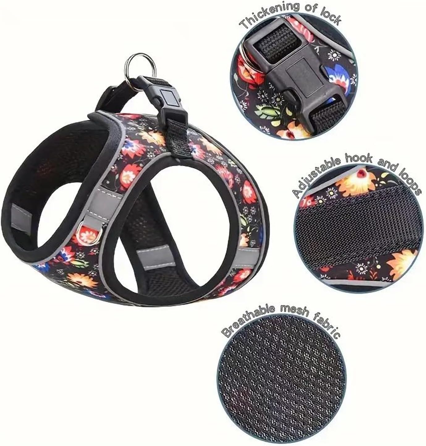 KFX-0579133 Reflective No Pull Adjustable Soft Mesh Dog Harness and Leash Set for Small to Medium Dogs