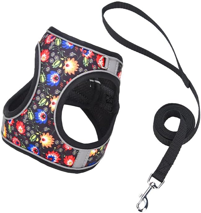 KFX-0579133 Reflective No Pull Adjustable Soft Mesh Dog Harness and Leash Set for Small to Medium Dogs