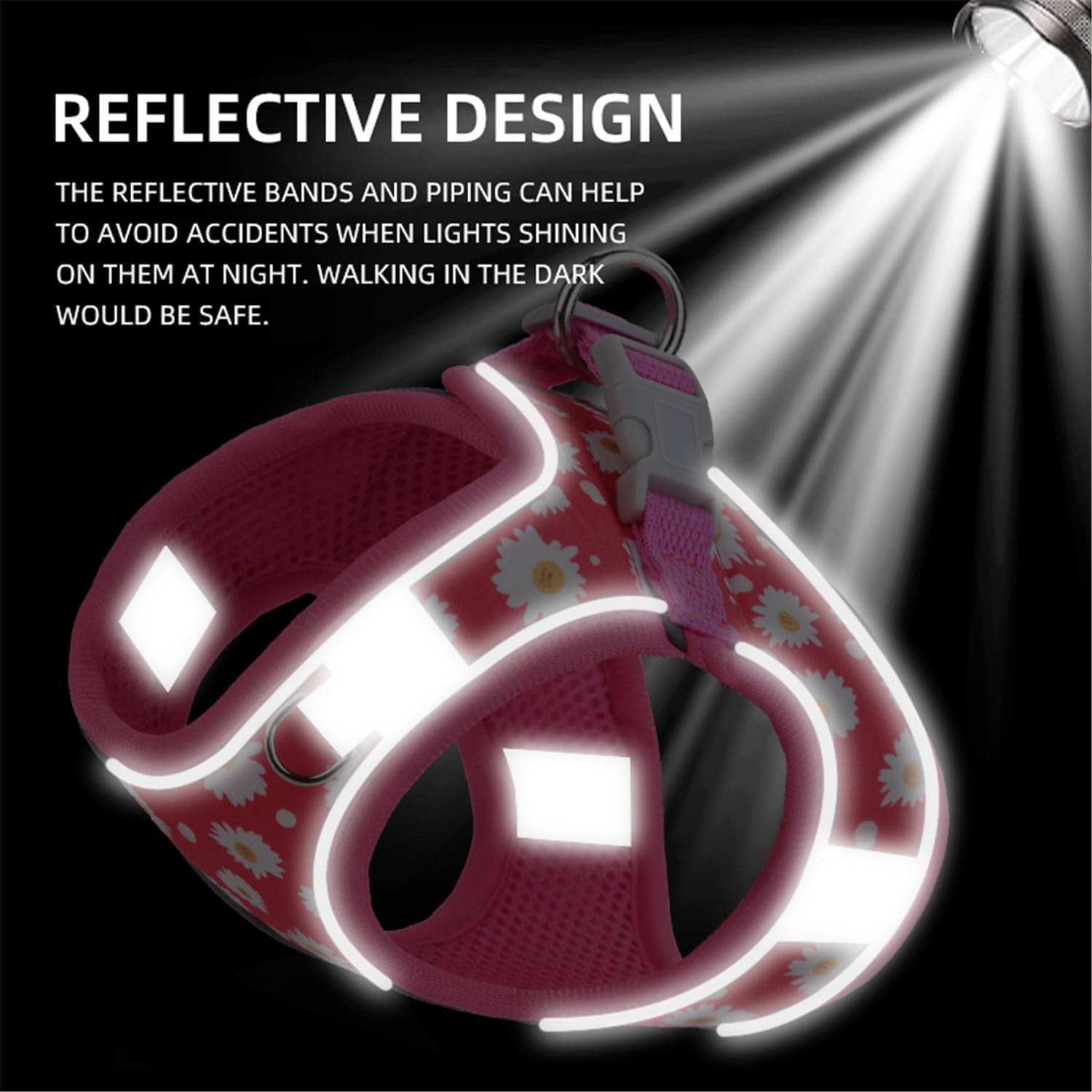 KFX-0579133 Reflective No Pull Adjustable Soft Mesh Dog Harness and Leash Set for Small to Medium Dogs