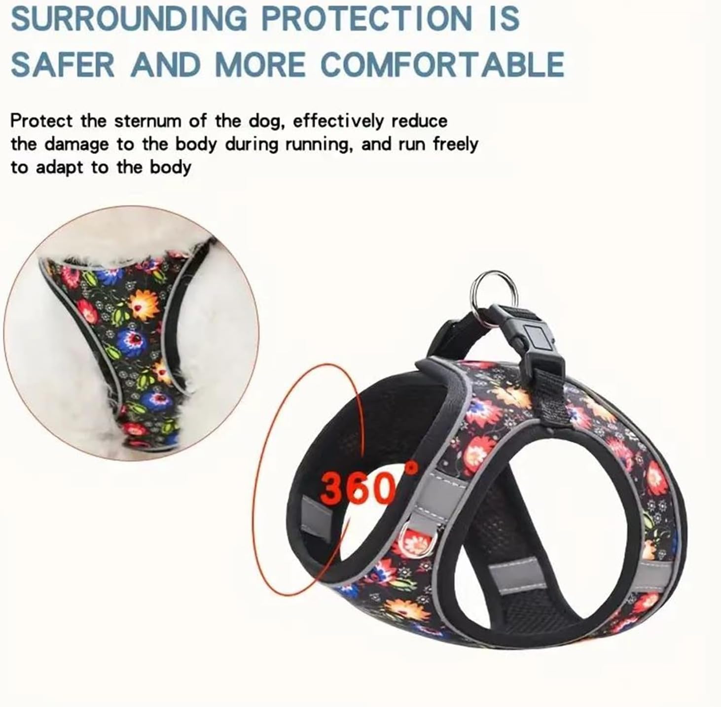 KFX-0579133 Reflective No Pull Adjustable Soft Mesh Dog Harness and Leash Set for Small to Medium Dogs