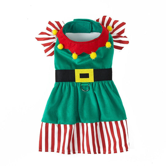 KFX-0581693 Warm Green Dog Skirt for Christmas – Cute Pet Clothing in Various Sizes