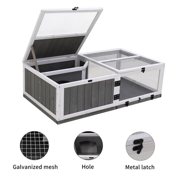 KFX-0582973 Indoor and Outdoor Wooden Turtle Habitat with Enclosed Rest and Water Areas