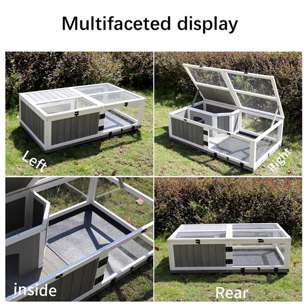 KFX-0582973 Indoor and Outdoor Wooden Turtle Habitat with Enclosed Rest and Water Areas