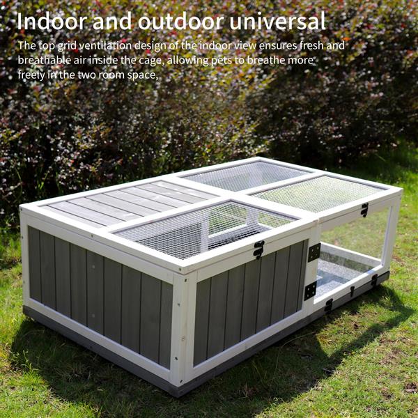 KFX-0582973 Indoor and Outdoor Wooden Turtle Habitat with Enclosed Rest and Water Areas