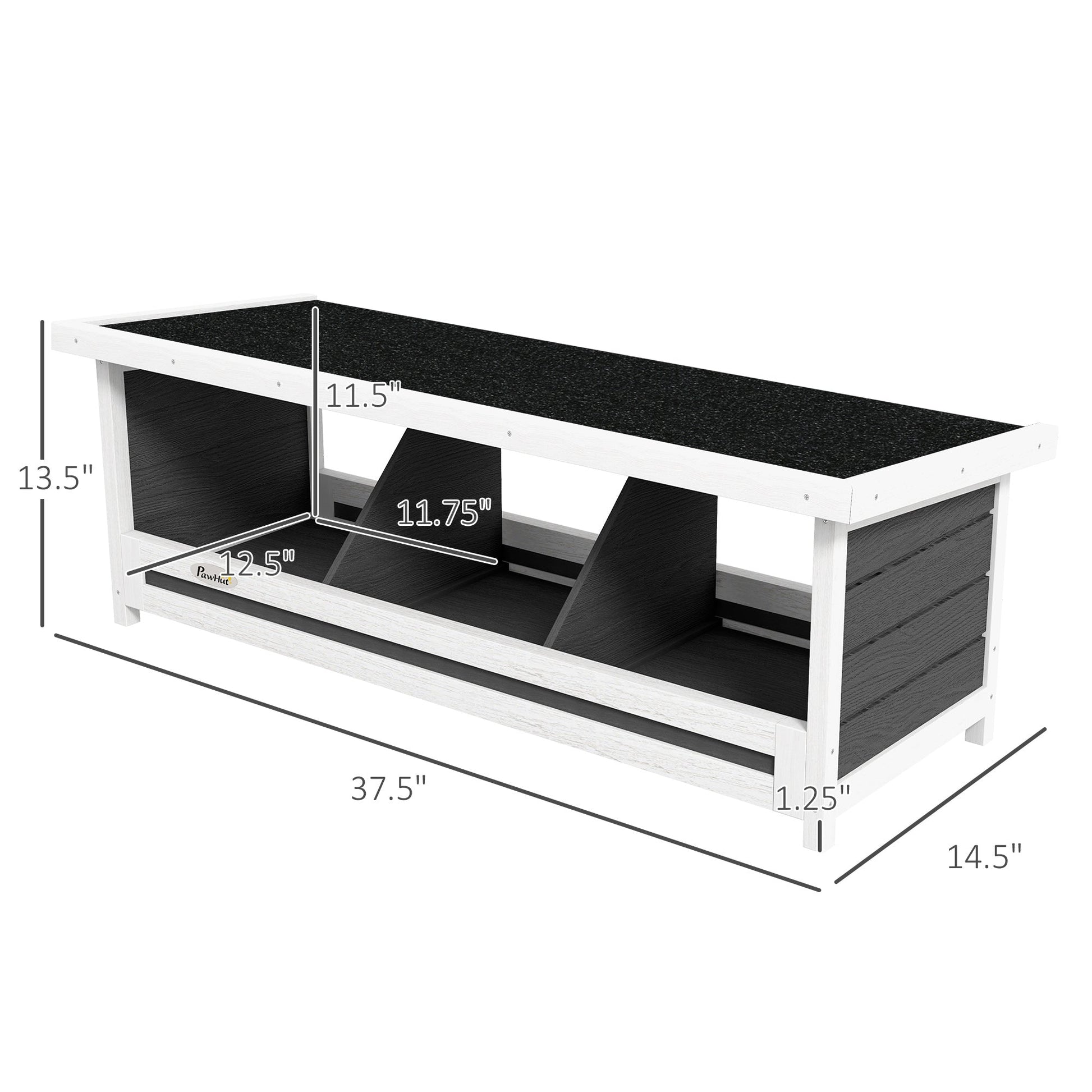 KFX-0588733 Wood Nesting Box for Up to 3 Chickens with Weather-Resistant Asphalt Roof, Gray Finish