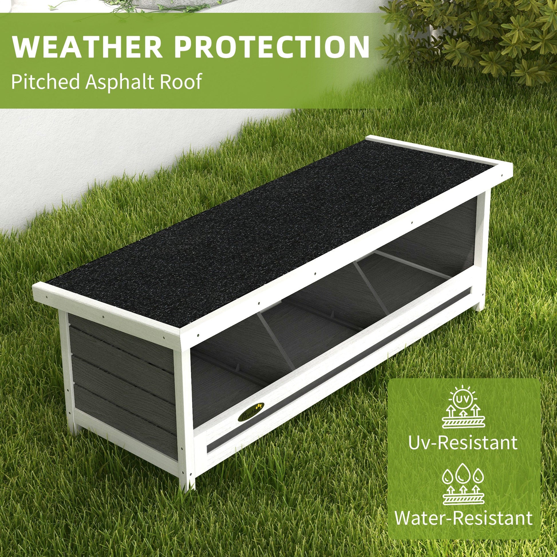 KFX-0588733 Wood Nesting Box for Up to 3 Chickens with Weather-Resistant Asphalt Roof, Gray Finish