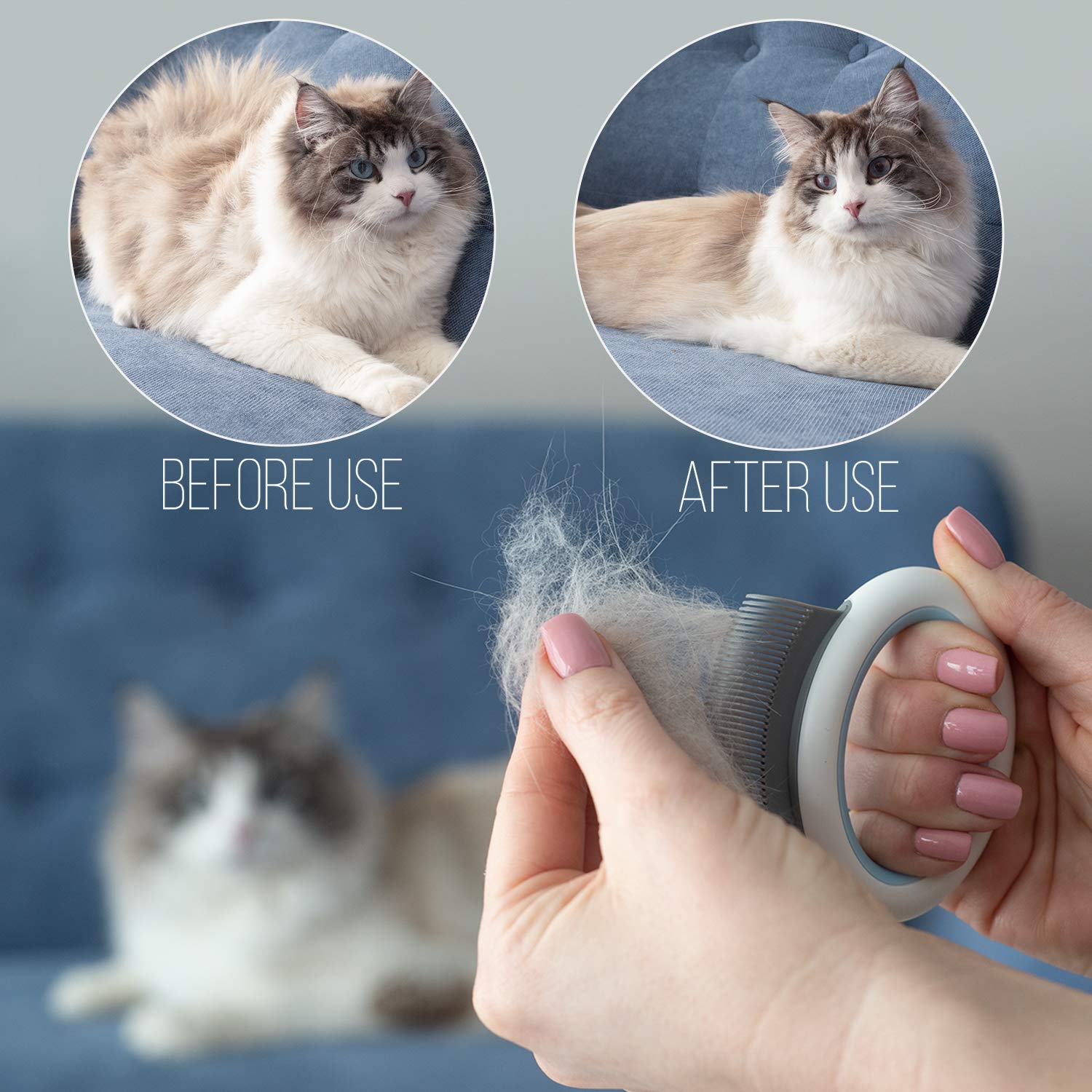KFX-0592317 Gentle Grooming Deshedding Tool for Cats and Dogs - Ergonomic Design and Easy to Clean