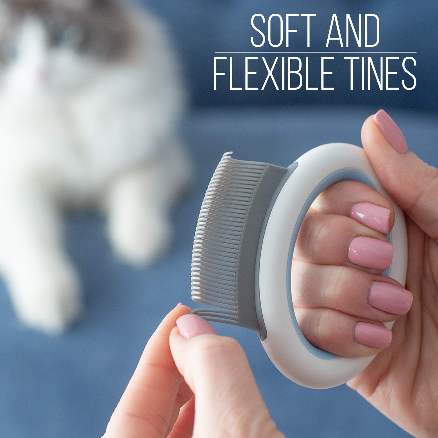 KFX-0592317 Gentle Grooming Deshedding Tool for Cats and Dogs - Ergonomic Design and Easy to Clean