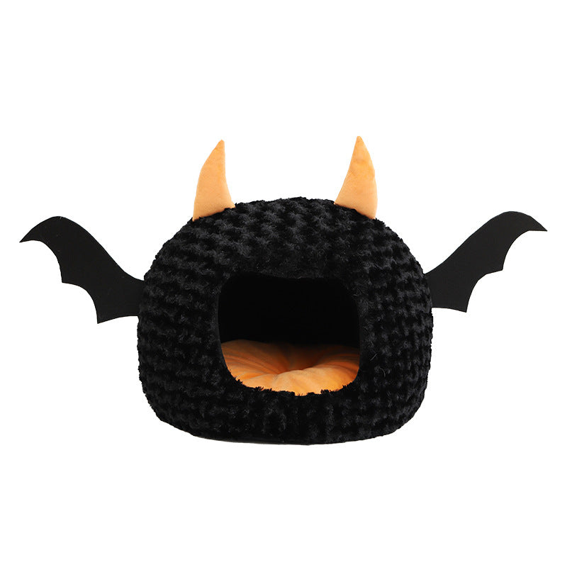 KFX-0594877 Little Devil Cozy Plush Pet Nest Bed - Fully Enclosed, Warm and Comfy Space for Pets