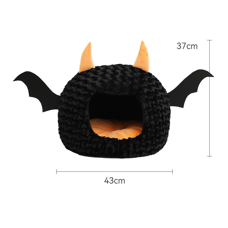 KFX-0594877 Little Devil Cozy Plush Pet Nest Bed - Fully Enclosed, Warm and Comfy Space for Pets
