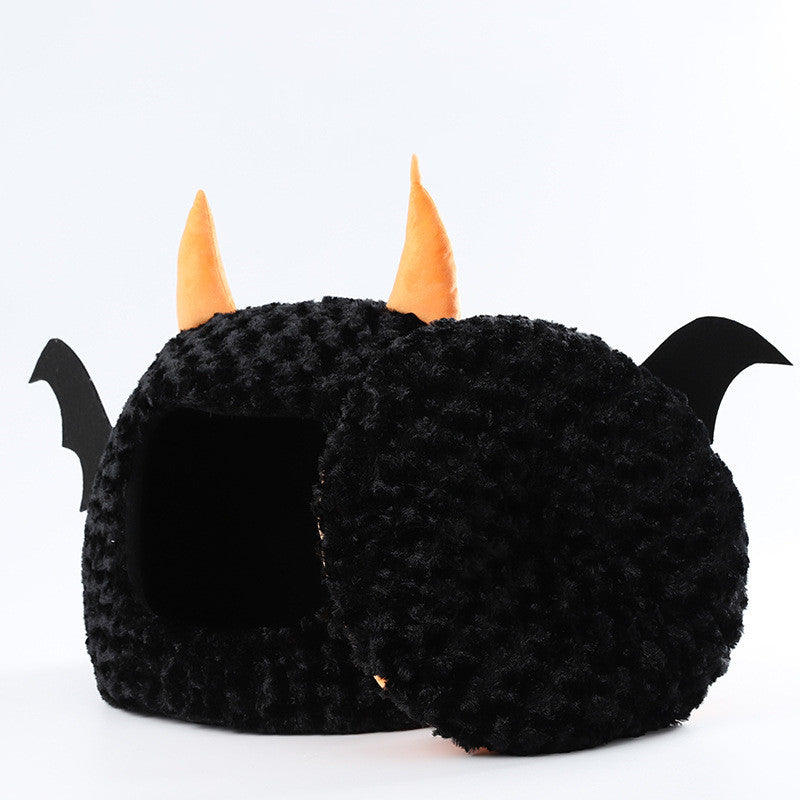 KFX-0594877 Little Devil Cozy Plush Pet Nest Bed - Fully Enclosed, Warm and Comfy Space for Pets