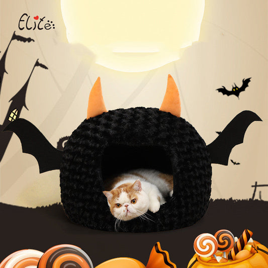 KFX-0594877 Little Devil Cozy Plush Pet Nest Bed - Fully Enclosed, Warm and Comfy Space for Pets
