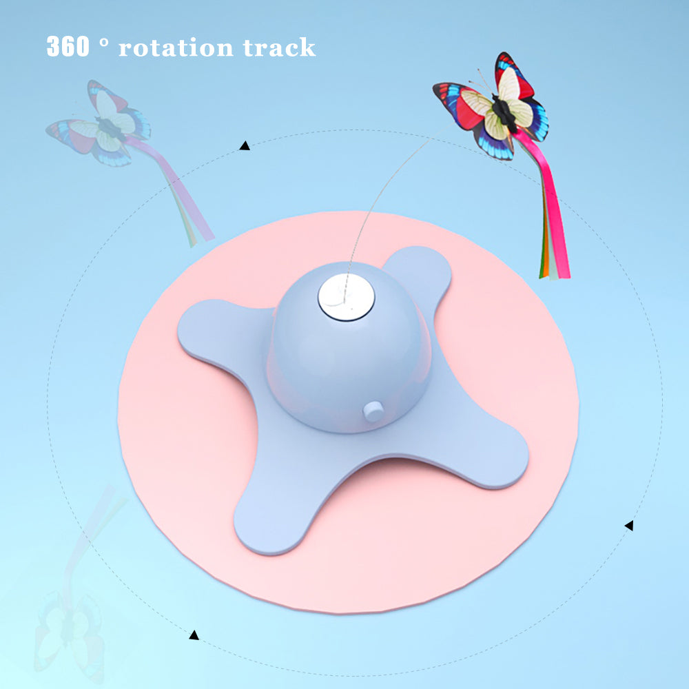 KFX-0595645 Interactive Rotating Butterfly Cat Toy with Stable Base and Glow Feature