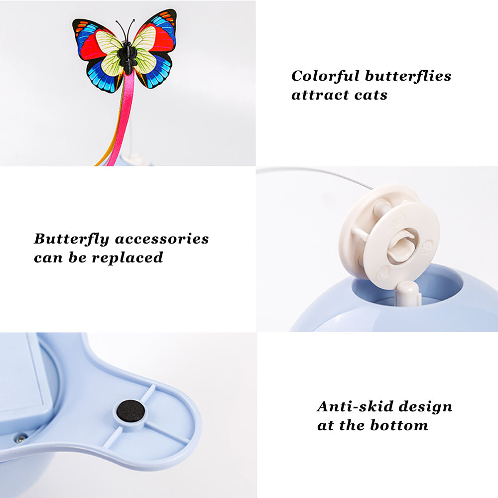 KFX-0595645 Interactive Rotating Butterfly Cat Toy with Stable Base and Glow Feature
