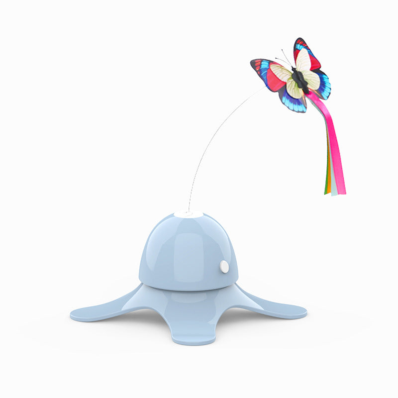 KFX-0595645 Interactive Rotating Butterfly Cat Toy with Stable Base and Glow Feature