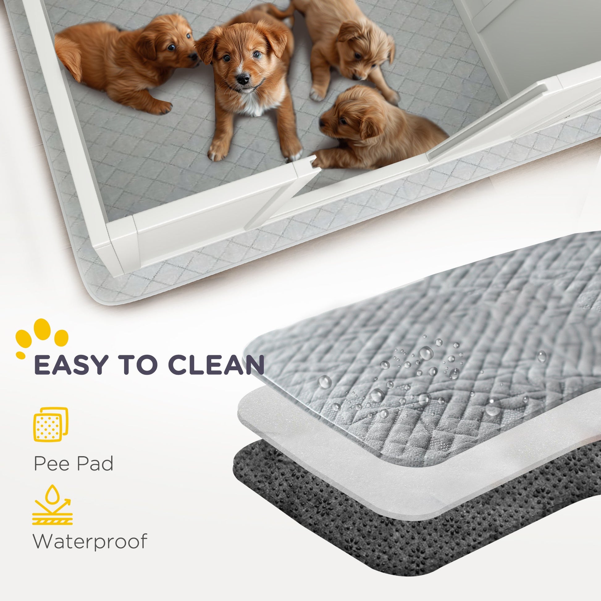 KFX-0596285 Dog Whelping Box with Adjustable Door and Waterproof Pee Pad for All Breed Sizes, 65" x 31.5"