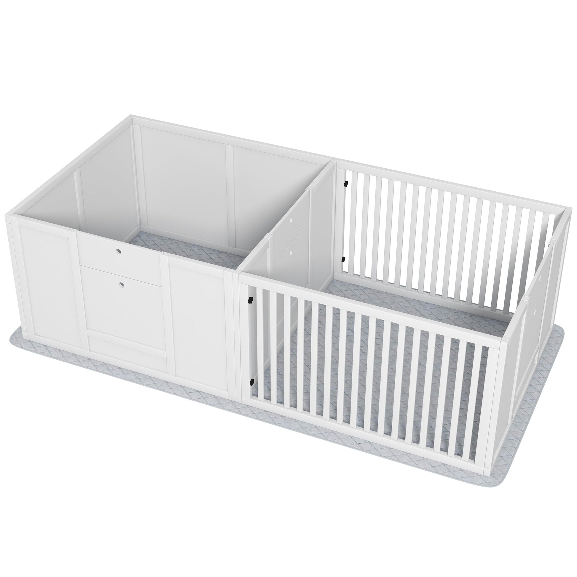 KFX-0596285 Dog Whelping Box with Adjustable Door and Waterproof Pee Pad for All Breed Sizes, 65" x 31.5"
