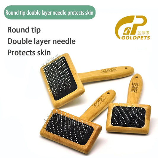 KFX-0596413 Bamboo and Stainless Steel Air Cushion Comb for Pets with Soft Latex Design