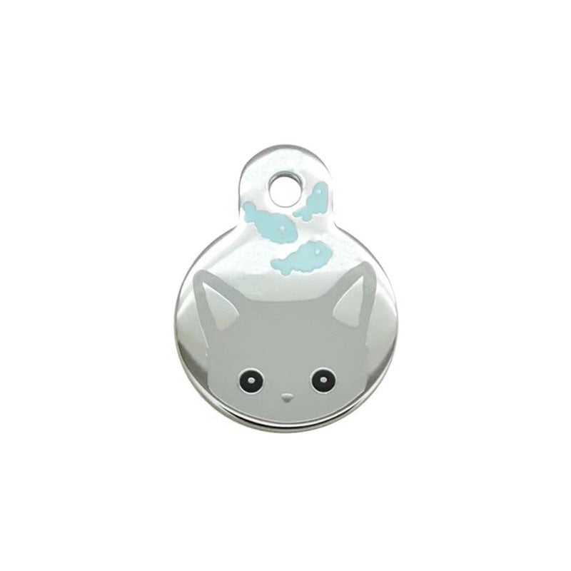 KFX-0596669 Cute Cartoon Cat and Fish Pendant for Dogs – Alloy Ornament Collar Accessory