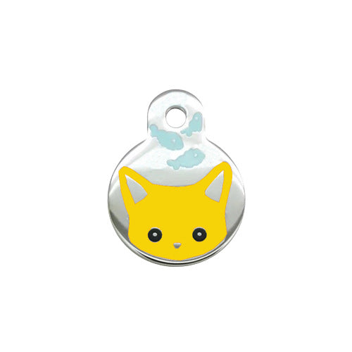 KFX-0596669 Cute Cartoon Cat and Fish Pendant for Dogs – Alloy Ornament Collar Accessory