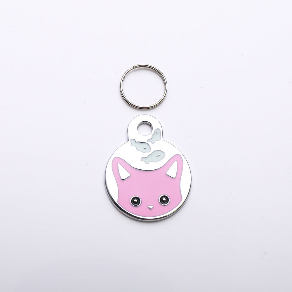 KFX-0596669 Cute Cartoon Cat and Fish Pendant for Dogs – Alloy Ornament Collar Accessory
