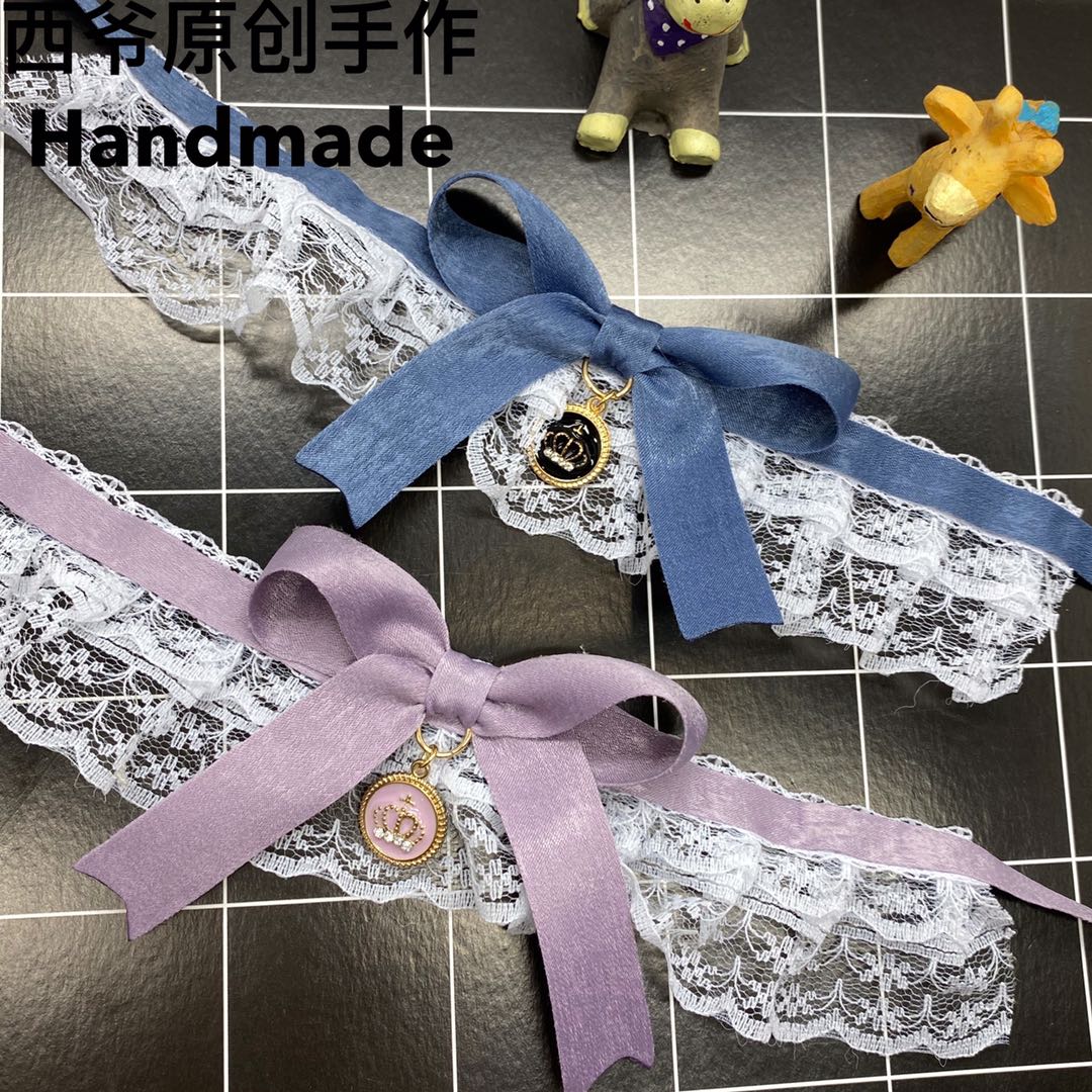 KFX-0598205 Lace Bowknot Bib for Small Dogs and Kittens - Lightweight Adjustable Saliva Towel