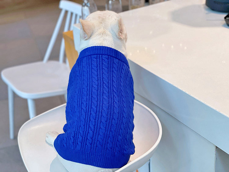 KFX-0598589 Bichon Corgi Wool Winter Sweater in Blue, Available in L/XL/XXL/3XL