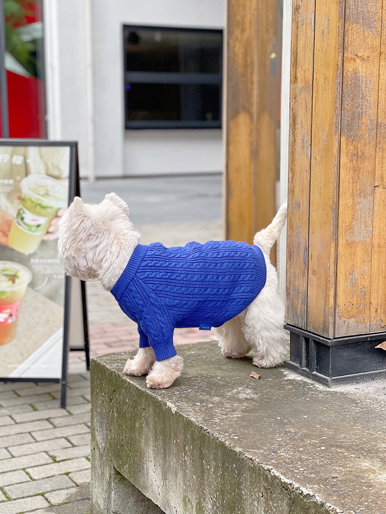 KFX-0598589 Bichon Corgi Wool Winter Sweater in Blue, Available in L/XL/XXL/3XL
