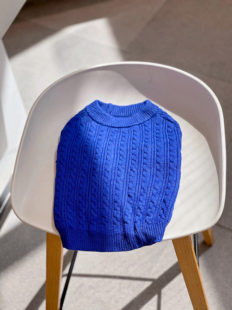 KFX-0598589 Bichon Corgi Wool Winter Sweater in Blue, Available in L/XL/XXL/3XL