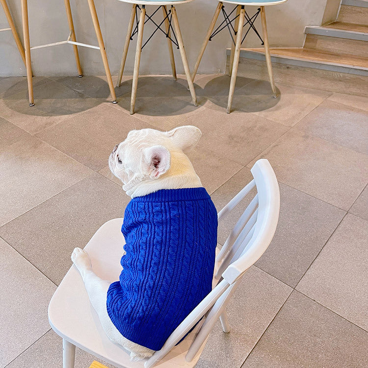 KFX-0598589 Bichon Corgi Wool Winter Sweater in Blue, Available in L/XL/XXL/3XL