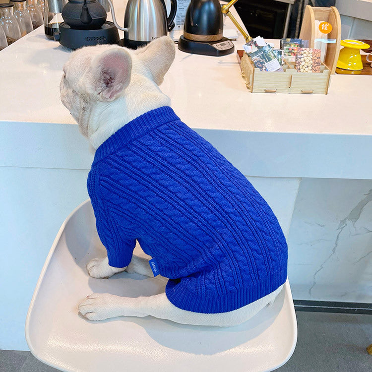KFX-0598589 Bichon Corgi Wool Winter Sweater in Blue, Available in L/XL/XXL/3XL
