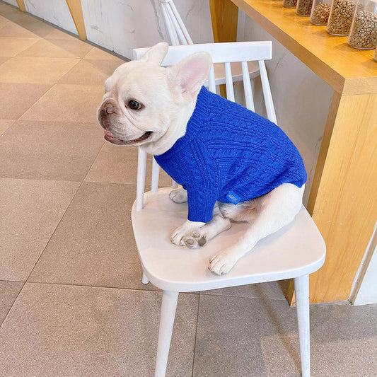 KFX-0598589 Bichon Corgi Wool Winter Sweater in Blue, Available in L/XL/XXL/3XL
