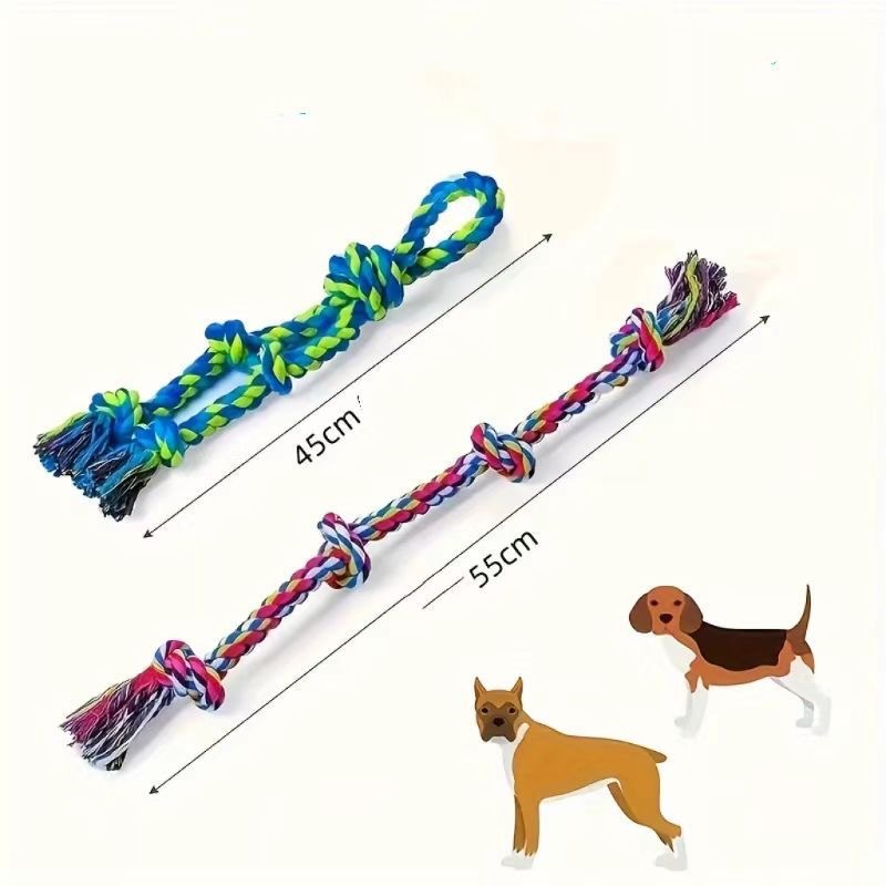 KFX-0599229 Heavy-Duty Cotton Rope Dog Toy Set for Large Breeds - Dental Chew & Tug of War Interactive Play