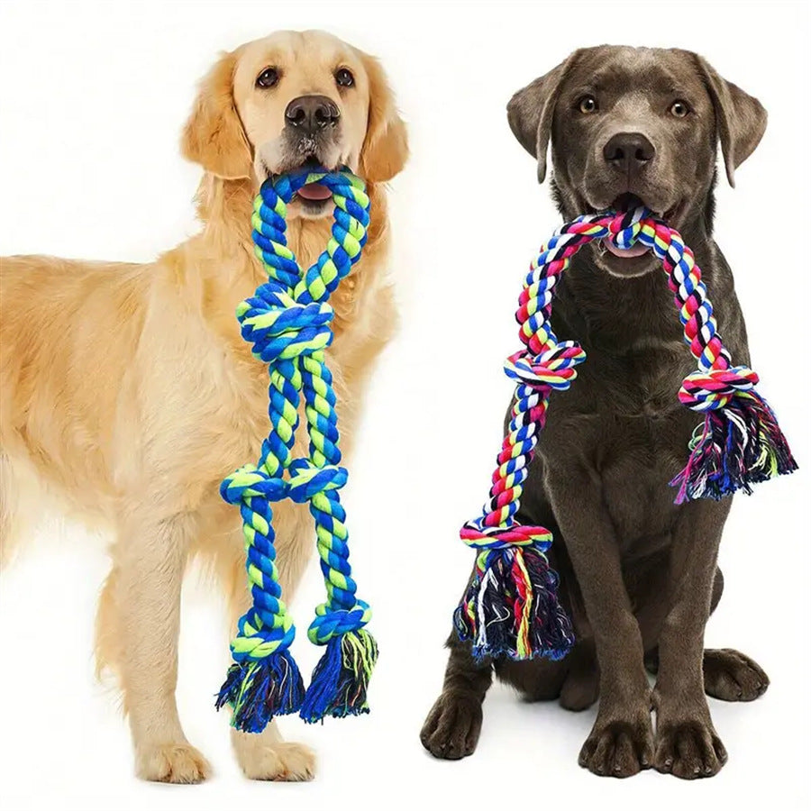 KFX-0599229 Heavy-Duty Cotton Rope Dog Toy Set for Large Breeds - Dental Chew & Tug of War Interactive Play