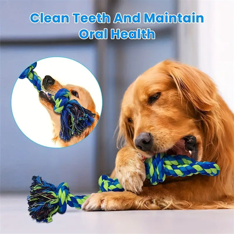 KFX-0599229 Heavy-Duty Cotton Rope Dog Toy Set for Large Breeds - Dental Chew & Tug of War Interactive Play