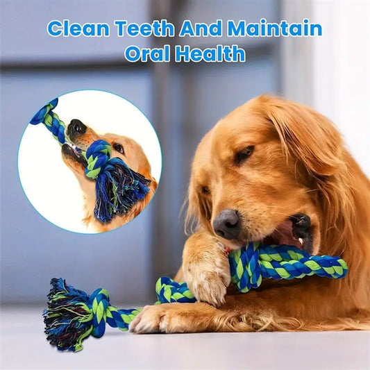 KFX-0599229 Heavy-Duty Cotton Rope Dog Toy Set for Large Breeds - Dental Chew & Tug of War Interactive Play