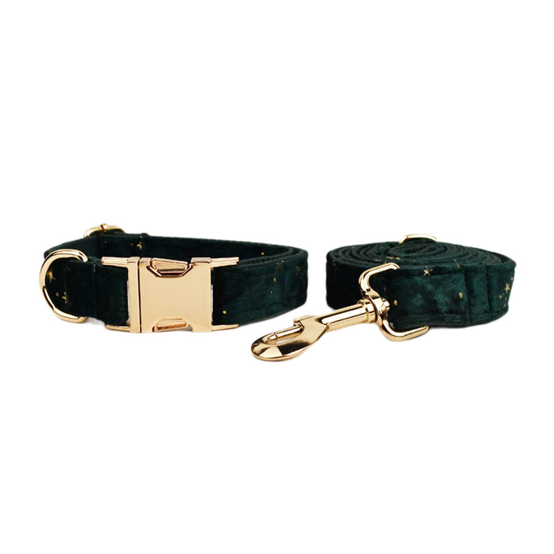 KFX-0599869 Velvet Pet Collar with Scalable Traction Rope and Bow Tie - Adjustable Fit for Dogs