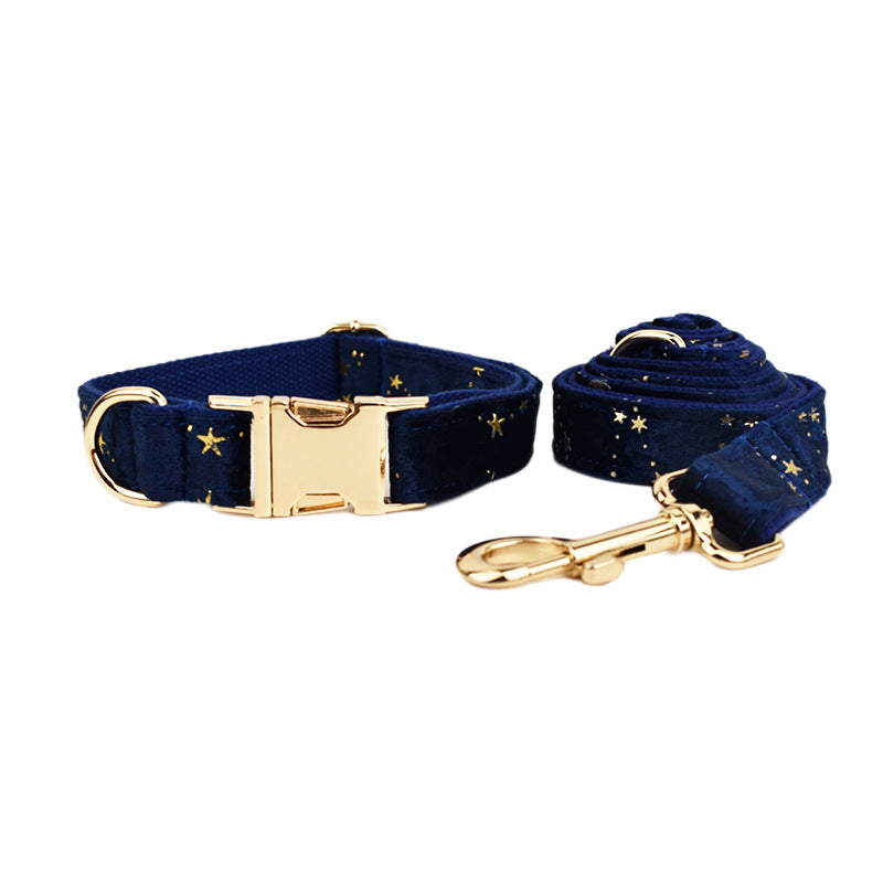 KFX-0599869 Velvet Pet Collar with Scalable Traction Rope and Bow Tie - Adjustable Fit for Dogs