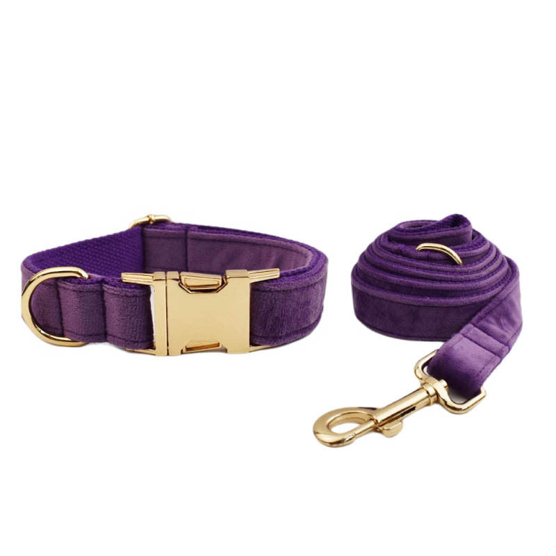KFX-0599869 Velvet Pet Collar with Scalable Traction Rope and Bow Tie - Adjustable Fit for Dogs