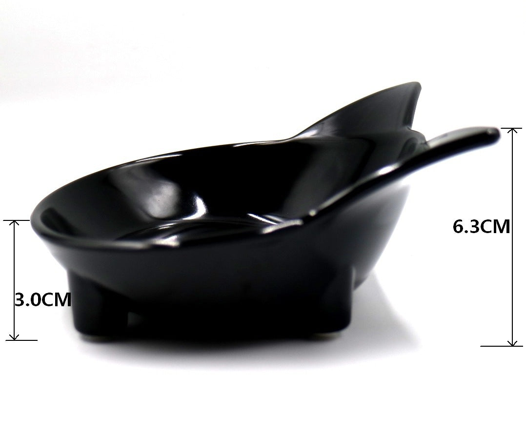 KFX-0600765 Anti-Slip Melamine Cat Bowl in Black for Easy Maintenance