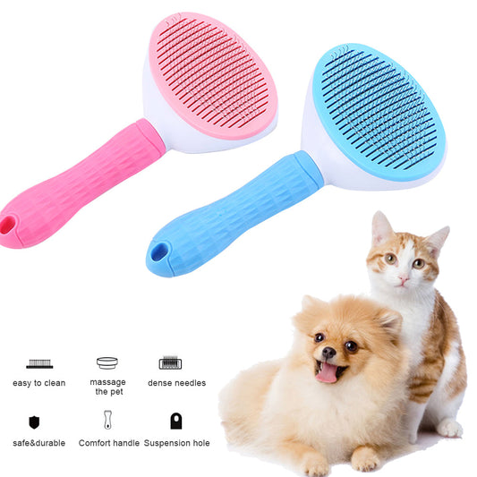 KFX-0602173 Self-Cleaning Pet Comb for Cats and Dogs with Thick Steel Needles - 18.5CM Long