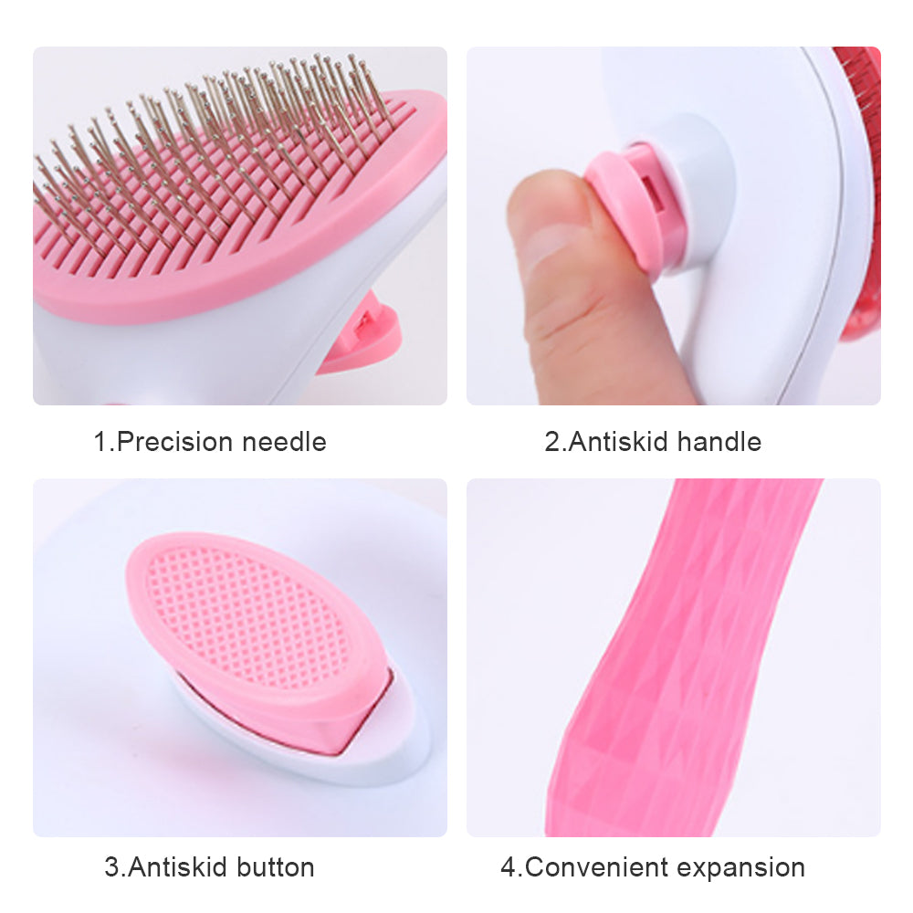 KFX-0602173 Self-Cleaning Pet Comb for Cats and Dogs with Thick Steel Needles - 18.5CM Long