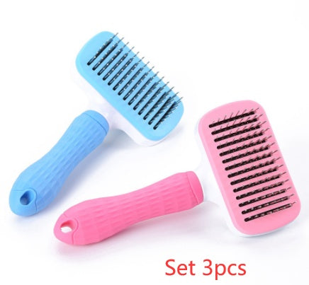 KFX-0602173 Self-Cleaning Pet Comb for Cats and Dogs with Thick Steel Needles - 18.5CM Long