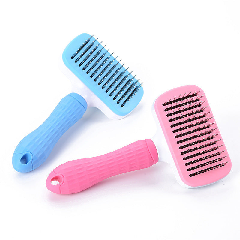 KFX-0602173 Self-Cleaning Pet Comb for Cats and Dogs with Thick Steel Needles - 18.5CM Long