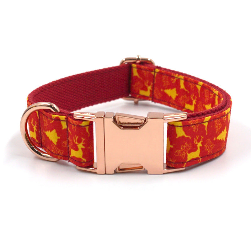 KFX-0606141 Detachable Bow Traction Collar with Christmas Deer Design and Matching Rope