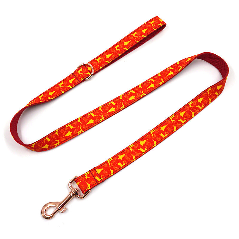KFX-0606141 Detachable Bow Traction Collar with Christmas Deer Design and Matching Rope