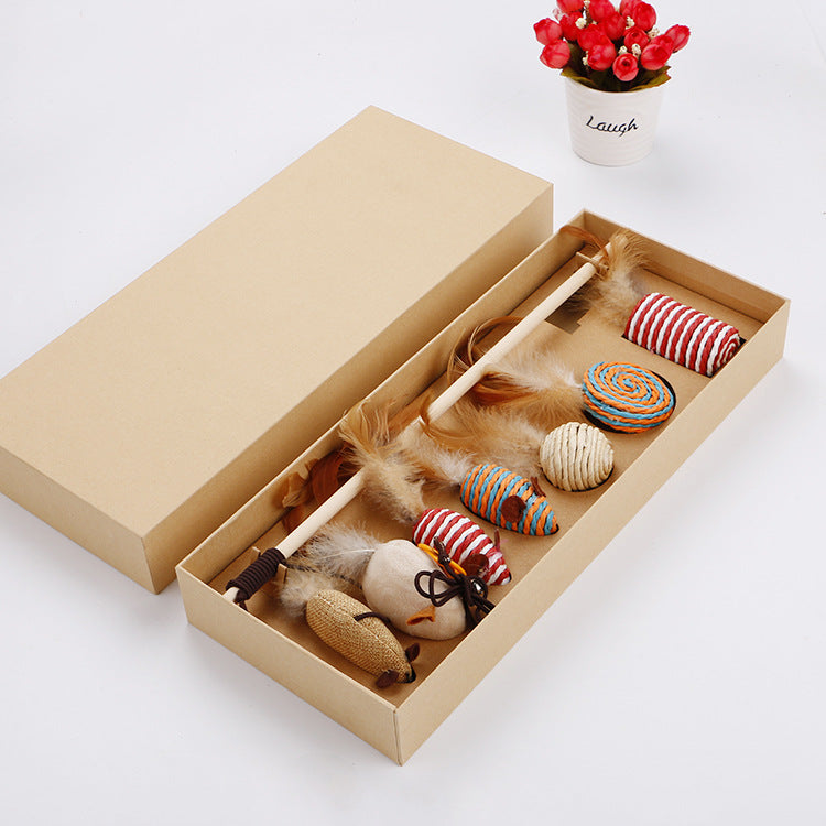 KFX-0607165 Interactive Toy Set with Feather Teasing Bell and Stick for Engaging Playtime Activities